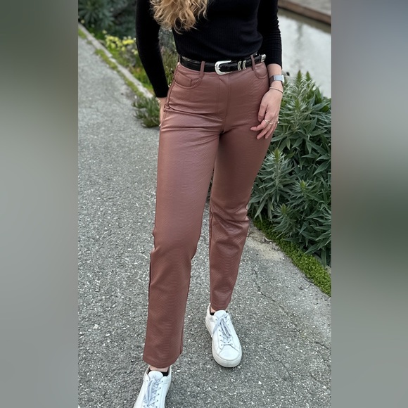 Aritzia Melina Python pants in patina brown size 4 like new - Picture 3 of 7